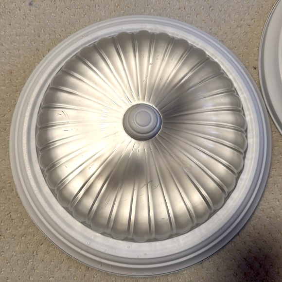 Two Frosted Glass 13” Light Fixtures - Picture 2 of 5